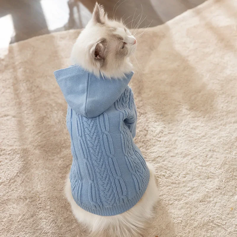 Ropa cálida para gatos, ropa de invierno para mascotas, trajes de moda, abrigos, suéter suave con capucha, suministros para mascotas de primavera - imagen 3