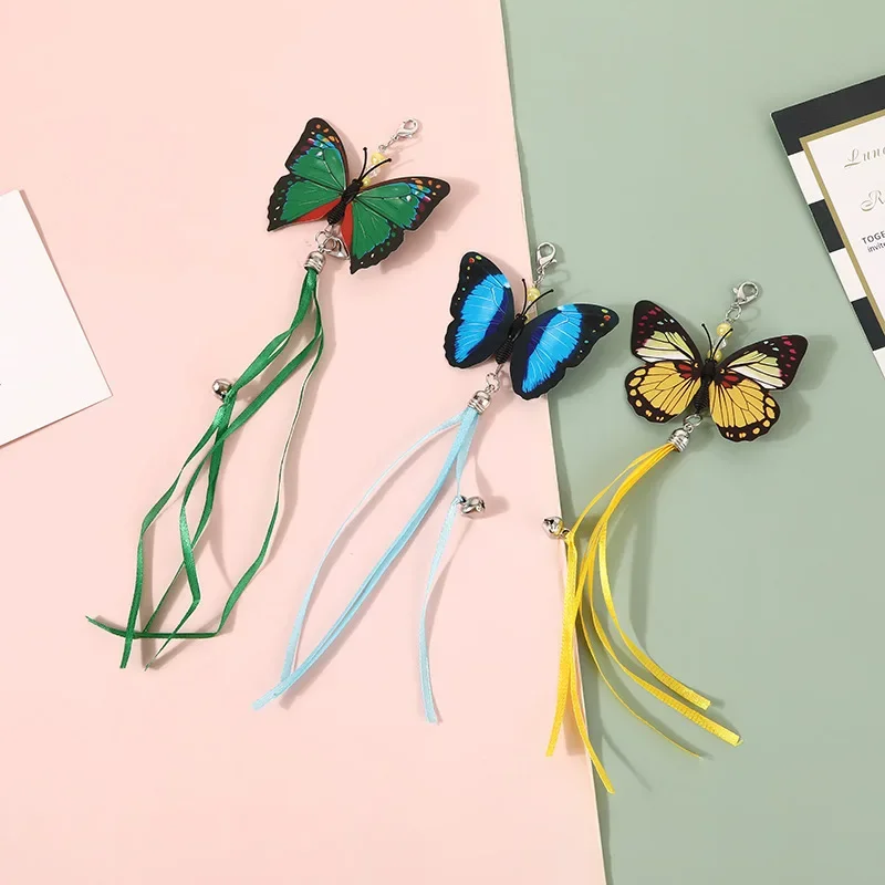 Divertido rompecabezas para gatos con campana, colgante de mariposa, libélula, cabezal de repuesto, varilla para gatito, juguete, varita de caña de pescar interactiva - imagen 3