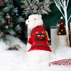 Suéter navideño de alce con pompón para perros pequeños y gatos
