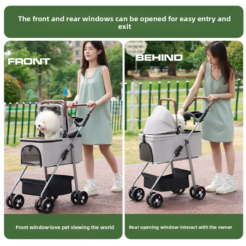 Cochecitos para mascotas, carrito pequeño, carrito para perros, separación de perros y gatos, cochecitos pequeños plegables y ligeros para mascotas - imagen 3