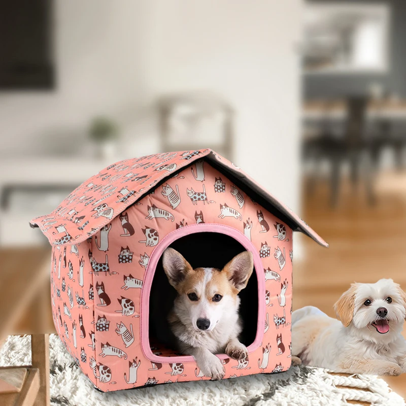 Casa impermeable para gatos para exteriores, cueva para gatos a prueba de lluvia, tienda para dormir, plegable y lavable para perros pequeños, traje para invierno - imagen 3