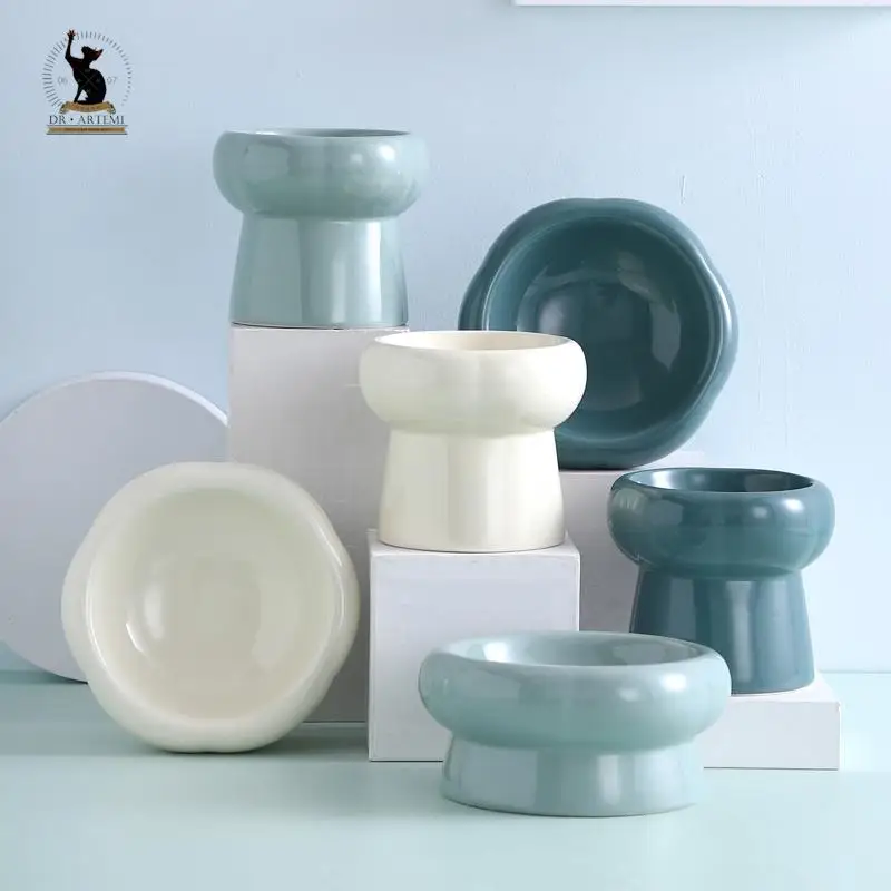 Cuenco alimentador de cerámica para gato, perro, cachorro, comida, agua, plato elevado, productos para gatos, suministros para mascotas, accesorios - imagen 2