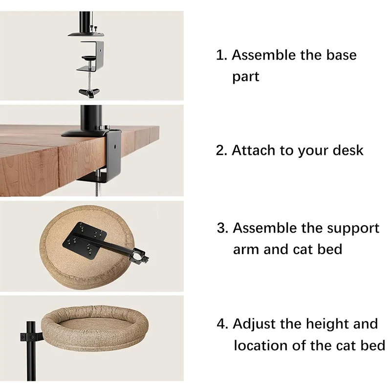 Nuevo producto Escritorio Nido para gatos Cama para mascotas 360 °   Hamaca giratoria de altura ajustable para gatos, cama para mascotas, saco de dormir - imagen 5