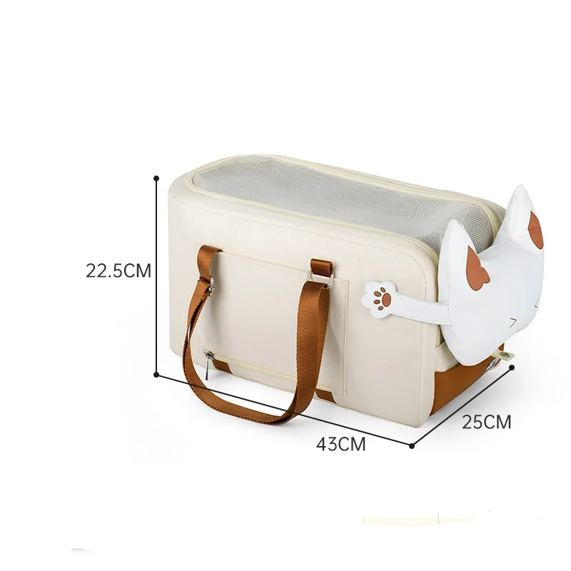 Asiento de coche para perros pequeños y gatos, asiento de consola central, elevador de mascotas para coche, bolsa de transporte multifuncional para mascotas, bolso de hombro Tote beige - imagen 4