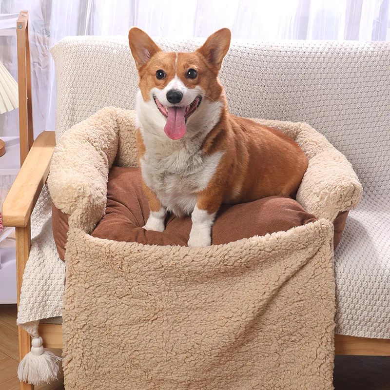 2025Nuevo perrera de invierno para mascotas, cojín para perros, protección de cama para mascotas, almohadilla de felpa para perros, sofá para perros, funda para muebles para mascotas con almohadilla suave para el cuello - imagen 2