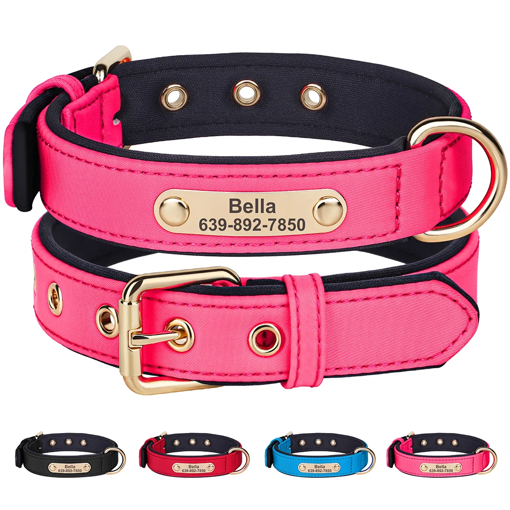 Collar de perro personalizado, collares de nailon impermeables para perros, Collar acolchado suave para cachorros y mascotas para perros pequeños y medianos, Chihuahua Pug, transpirable