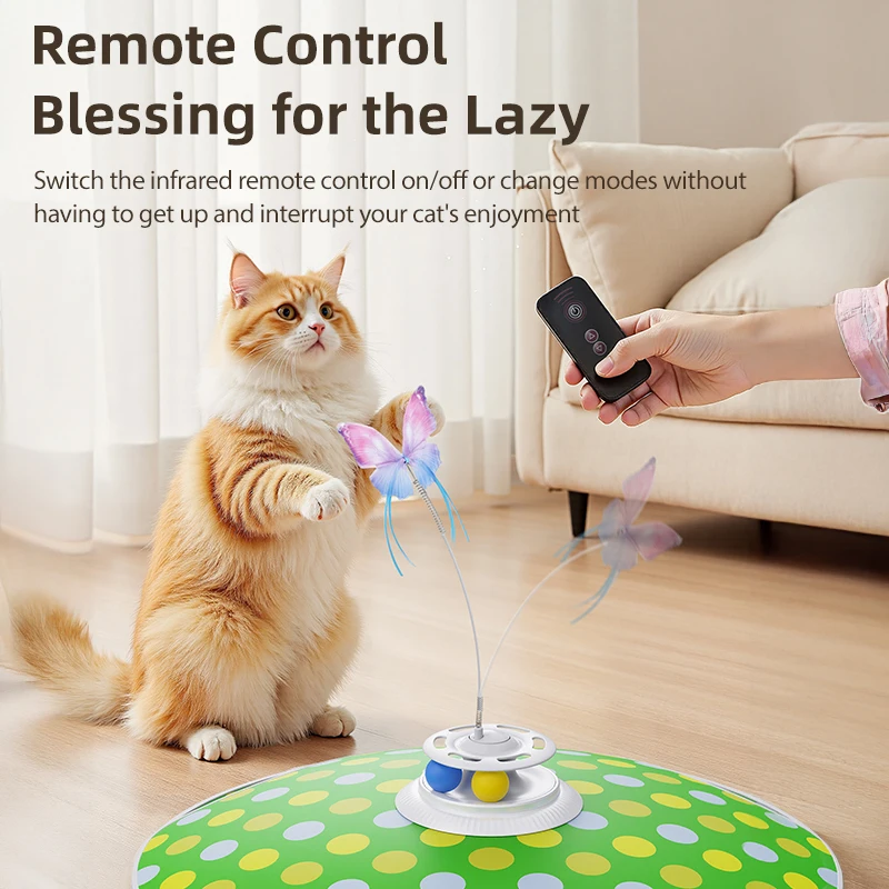 ROJECO-juguete interactivo para gatos, oculta y busca, con plumas que rebotan, mariposa, TrackBalls, 3 en 1, juguete inteligente para gatos - imagen 3