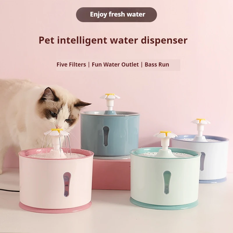 Dispensador de Gato para mascotas de 2,4 L, fuente de agua potable, filtros de carbón activado, contenedor alimentador automático LED, interfaz USB - imagen 2