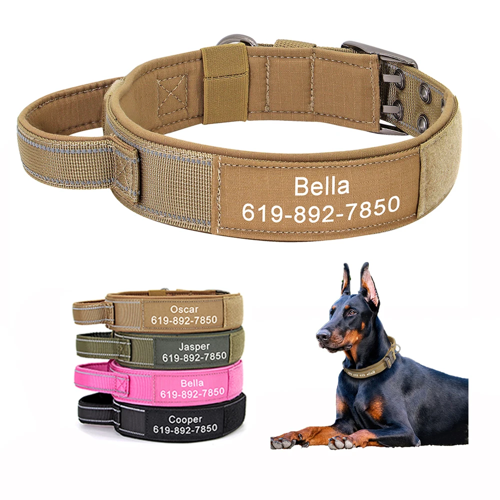 collar táctico militar perro collares entrenamiento fuertes personalizados mango duradero perros medianos grandes Shepard alemán