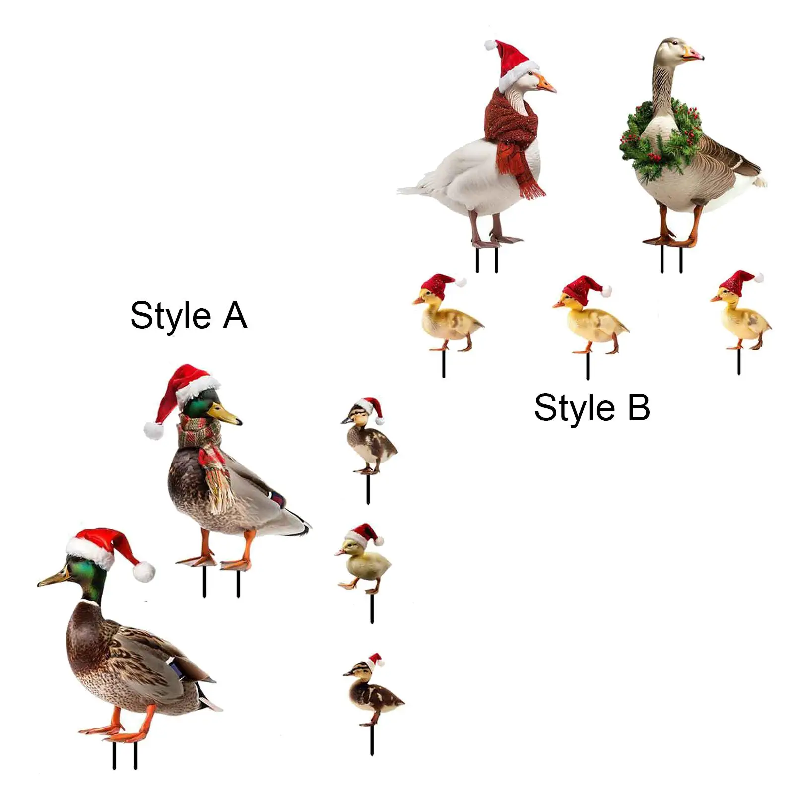 5x Christmas Outdoor Duck Stakes Yard Sign Ornaments Ground Insert Yard Art Decorations for Backyard Floor Lawn Outdoor Patio