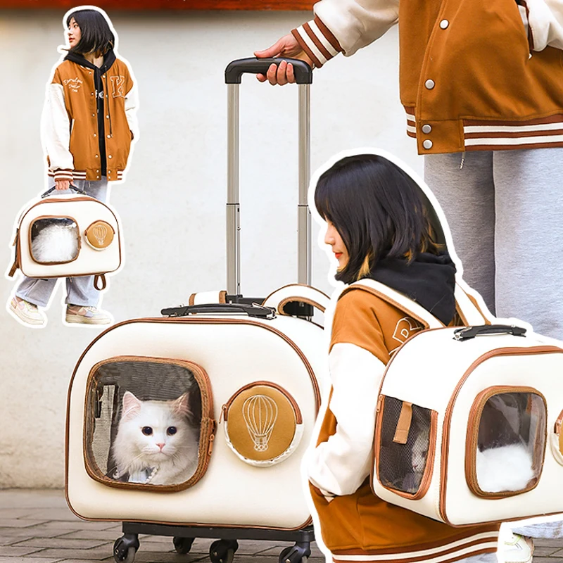 Transportín mochila con ruedas para gatos y perros pequeños - imagen 2
