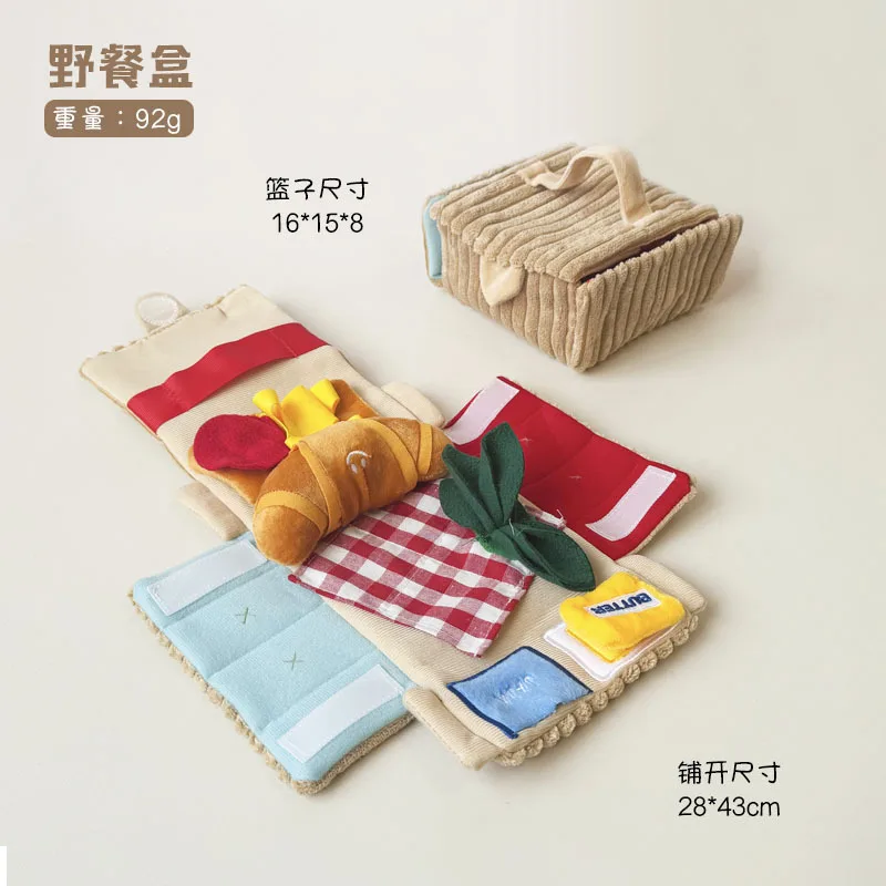 Juguete de peluche para mascotas, caja de Picnic, conjunto de croissant, juguete para mascotas BB llamado, comida oculta, juguetes interactivos para perros pequeños, accesorios para cachorros