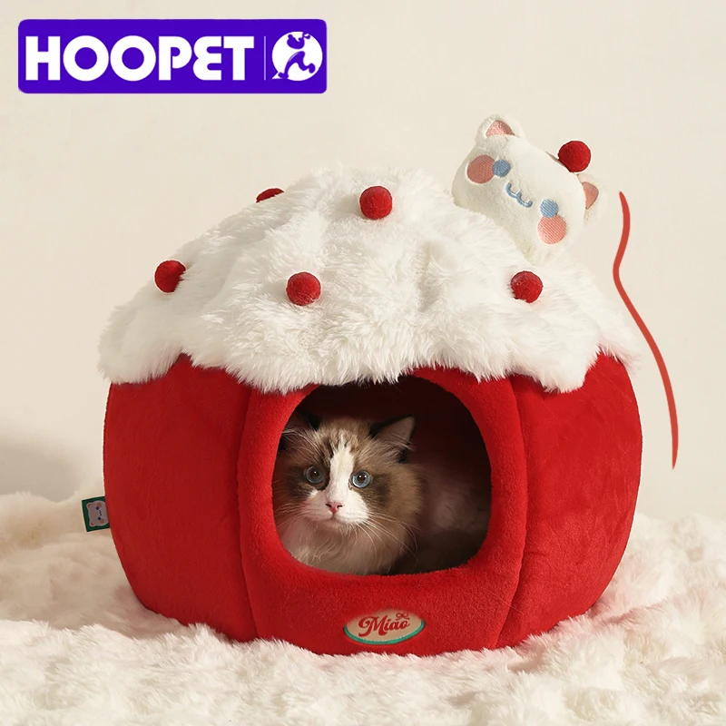 HOOPET Casa cálida para gatos para invierno, tienda para gatitos cerrada con gran espacio, cama segura y acogedora para las cuatro estaciones, cama ecológica para mascotas - imagen 2