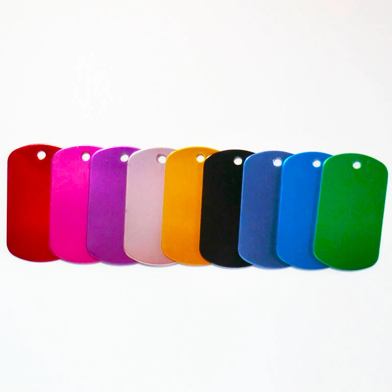 Venta al por mayor, 100 Uds., etiquetas de identificación para perros, personalizadas, grabadas, nombre de mascota, teléfono, placa de identidad militar redonda de aluminio personalizada - imagen 4