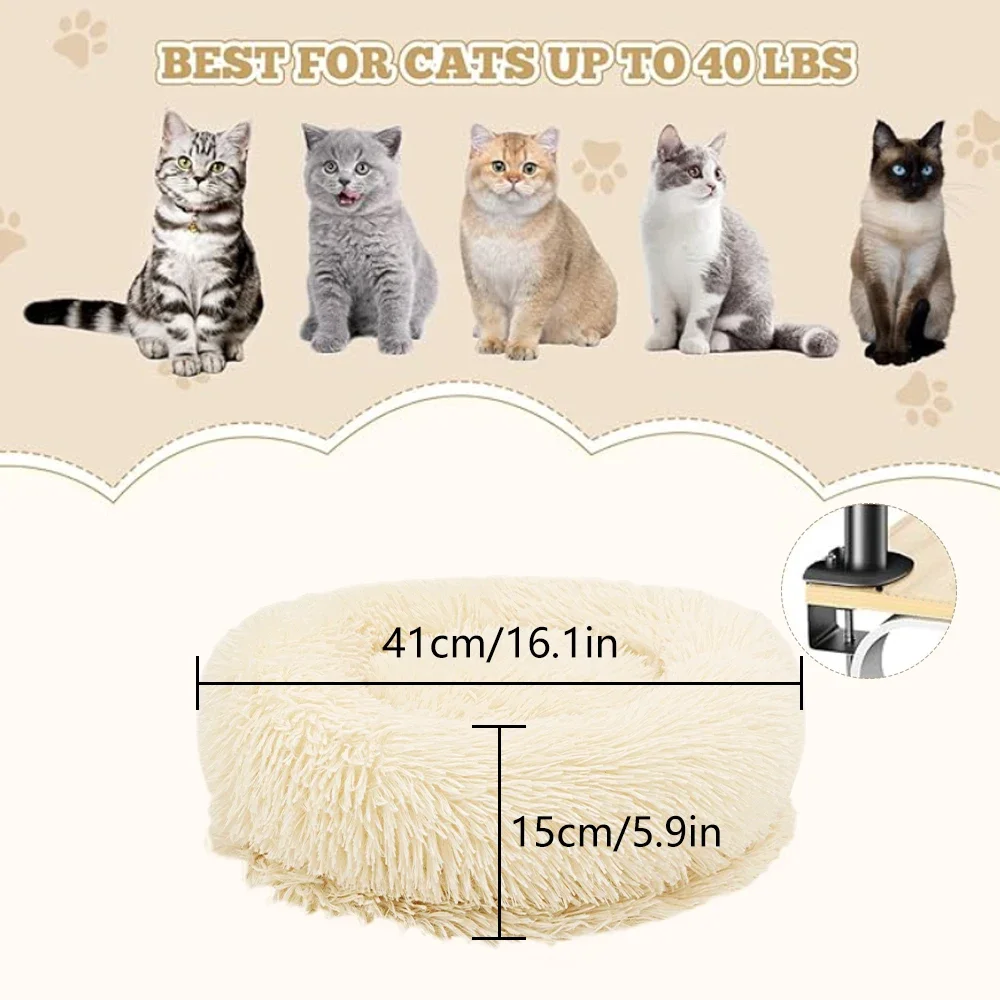 Cama para gatos Muebles para gatos con cojín para mascotas 360 °   Escritorio giratorio de altura ajustable, mesa para cama de gato, abrazadera, mesa para Gato, escritorio para cama