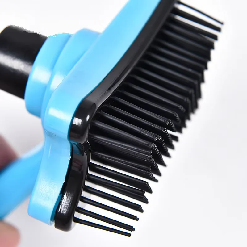 Cepillo para perros, cepillo de aseo para gatos, autolimpiante, peine de masaje libre estático, cerdas más gruesas estables, suministros para mascotas para eliminar la piel suelta - imagen 3