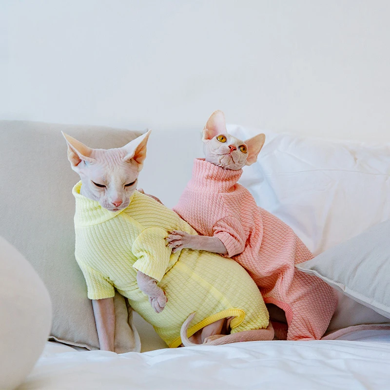 Sphynx-ropa de otoño e invierno para gatos, mono cálido para mascotas, sudaderas con capucha, pijamas suaves para gatos, Disfraces para gatos esfinge - imagen 3