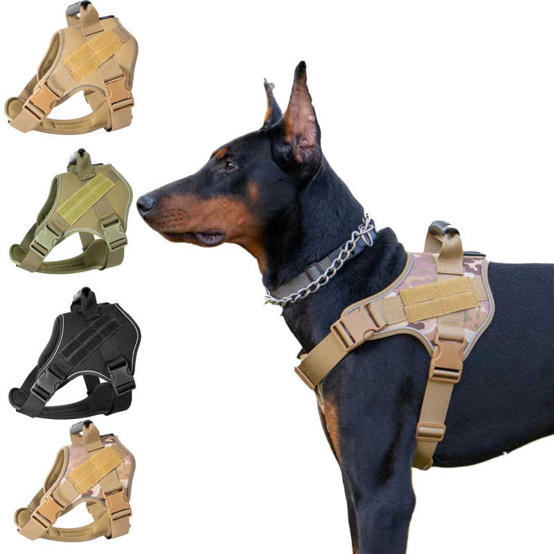 Arnés táctico para perros, chaleco de entrenamiento para mascotas Doberman Pinscher, arnés para perros pequeños, medianos y grandes a prueba de explosiones