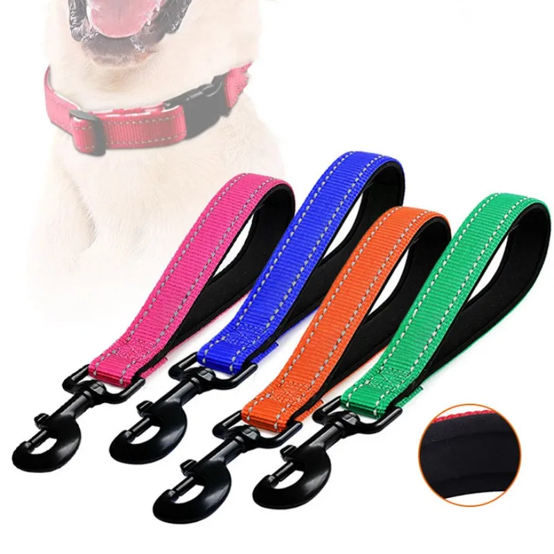 Correa reflectante para perro, correas cortas de nailon para caminar, mango cómodo, cadena para mascotas, 30cm - imagen 2