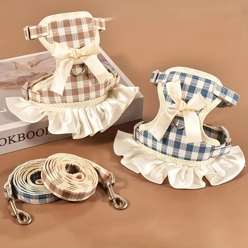 Conjunto de correa de arnés para mascotas para perros pequeños, arnés ajustable para cachorros y gatos, chaleco para caminar al aire libre, correa de plomo, accesorios para gatos - imagen 2