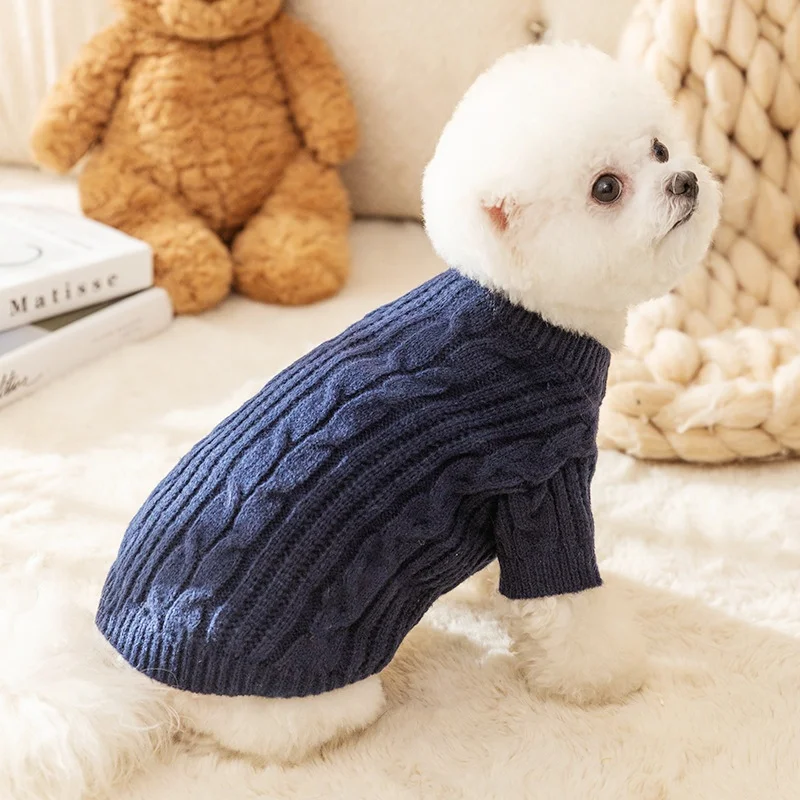Ropa de invierno para perros, suéteres cálidos para perros, jerséis de punto para cachorros de lujo, lindo gato, cuello alto, Bulldogs franceses, ropa para perros, trajes para mascotas - imagen 3