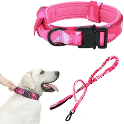 Collar camuflaje rosa con correa para perros grandes