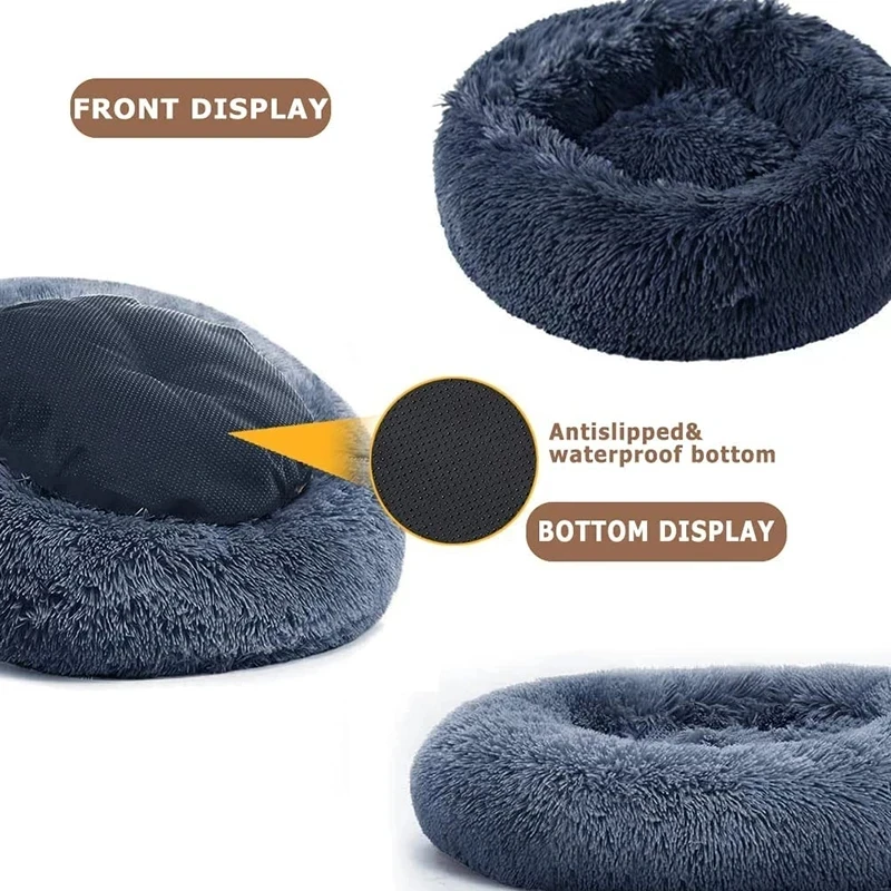 Cama redonda para mascotas, cama grande para perros, Donut, cama larga de felpa para gatos, casa para perros medianos, perrera para dormir cálida para invierno, sofá extraíble para perros