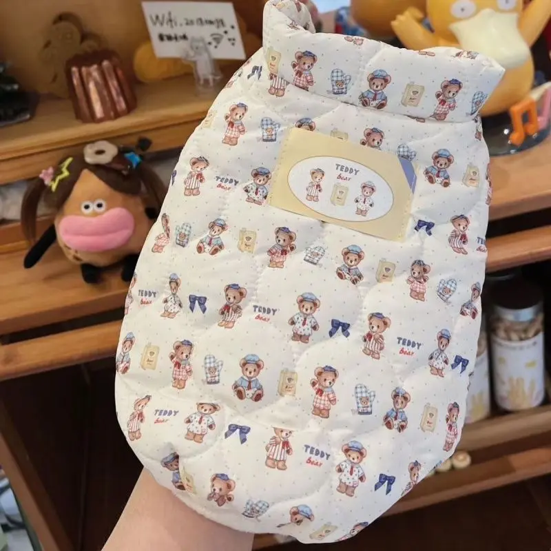 Winter Warm Cute Pet Dog Clothes Print High Neck Jackets Dog Parkas Pet Vest Cute Schnauzer Teddy Bear Cat Vest Puppy Clothing - imagen 2