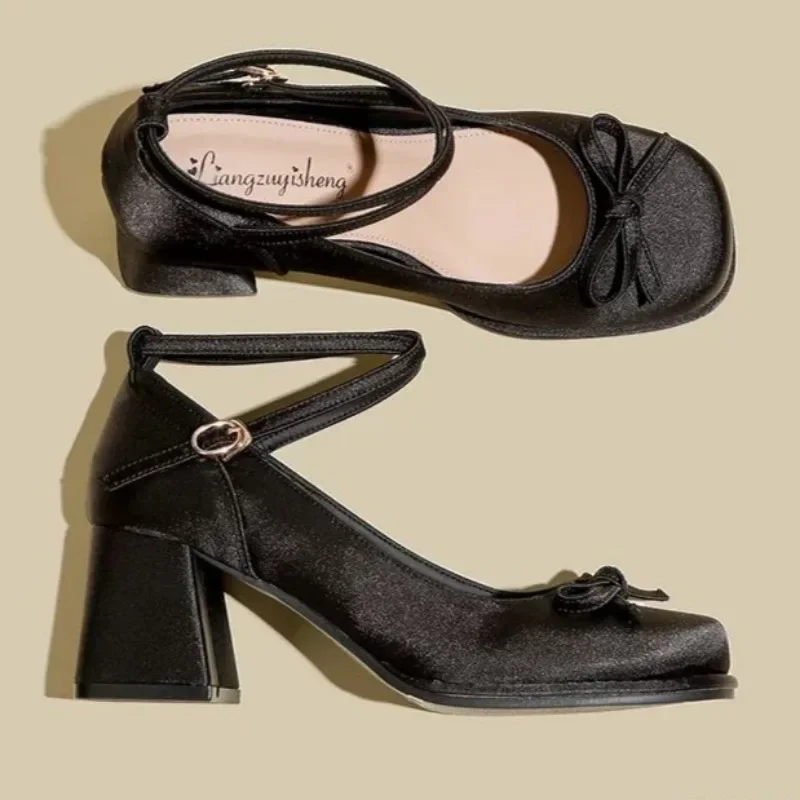 Zapatos de mujer con hebilla y correa, tacones altos para mujer, zapatos de tacón con nudo de mariposa a la moda, gran oferta, zapatos Mary Jane poco profundos - imagen 5