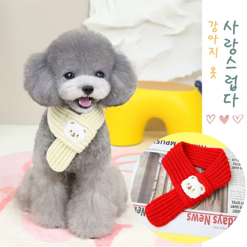 Bufanda Kawaii navideña cálida para mascotas, ropa para perros, cachorros, ropa suave y cómoda para perros pequeños, Accesorios para gatos, artículos gruesos para mascotas de invierno - imagen 2