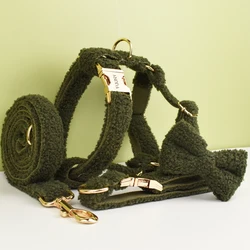 Collar terciopelo verde militar para perro – Teddy hecho a mano