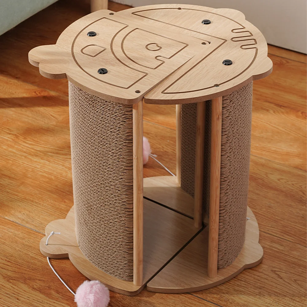 Rascador Vertical de madera para gatos, juguete de papel corrugado, protección de artículos para gatos, sofá, esquina de mesa, esquina - imagen 3