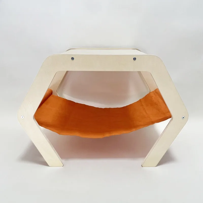 Hamaca hexagonal de madera colgante y transpirable para gatos grandes - imagen 4
