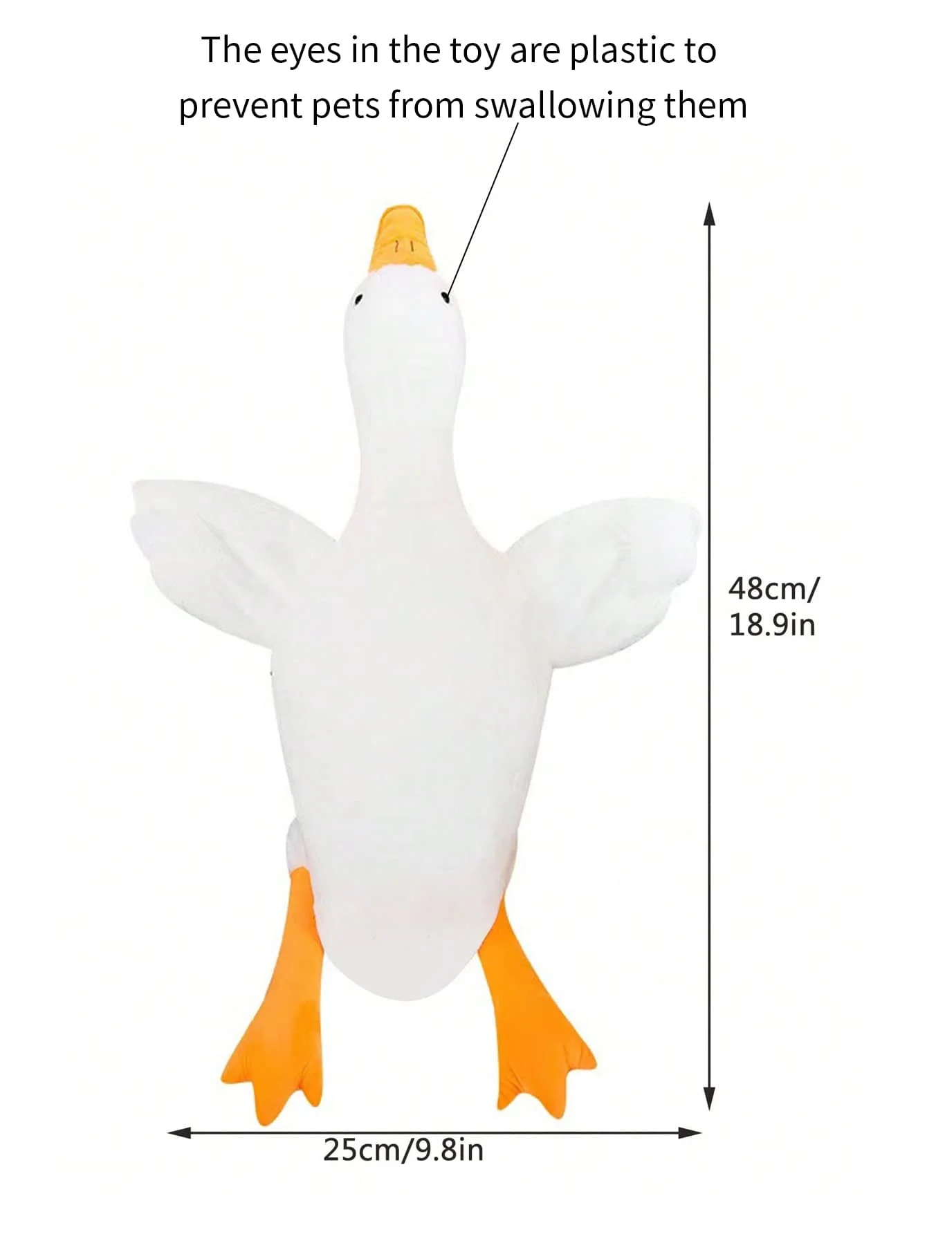 Juguete de peluche de ganso blanco grande para perro, suministros para perros, adecuado para todos los perros pequeños, juguetes de peluche para mascotas, diversión, dientes duraderos para masticar - imagen 3