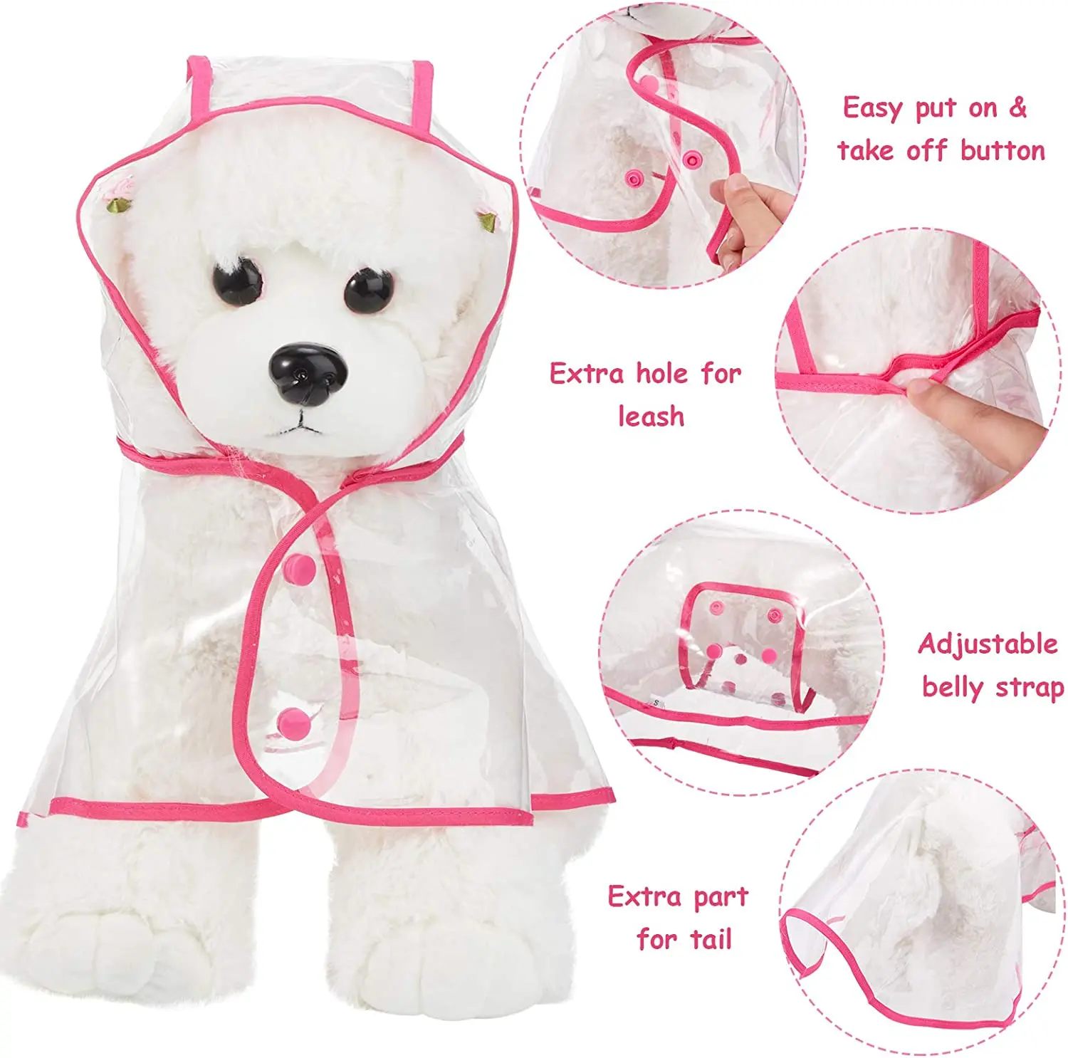 Chubasquero transparente para mascotas, ropa impermeable para mascotas, chaqueta de lluvia con capucha, Poncho de plástico para cachorros, ropa de lluvia para perros pequeños y medianos - imagen 4
