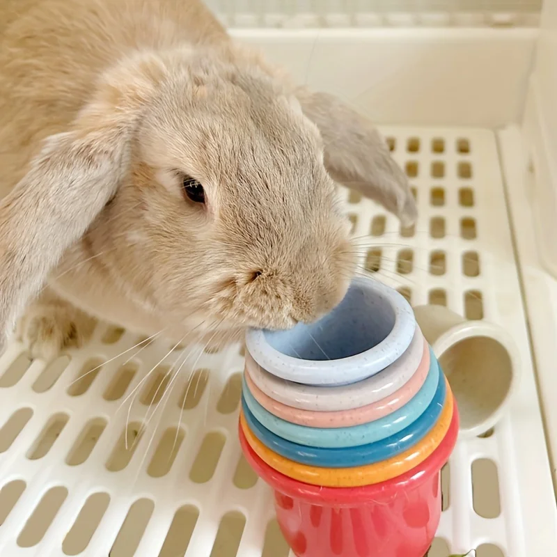 8 Uds. Tazas de conejo apilables, juguetes ricos de animales pequeños y coloridos, juegos ocultos de aperitivos interactivos, adecuados para conejos, hámsteres - imagen 5