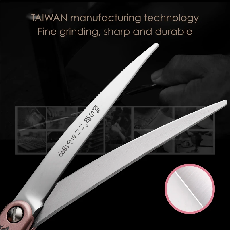 Fenice-Tijeras curvadas y rectas para perros JP VG10, de acero, 35 °, 6,25 pulgadas, tijeras de aseo para mascotas - imagen 4