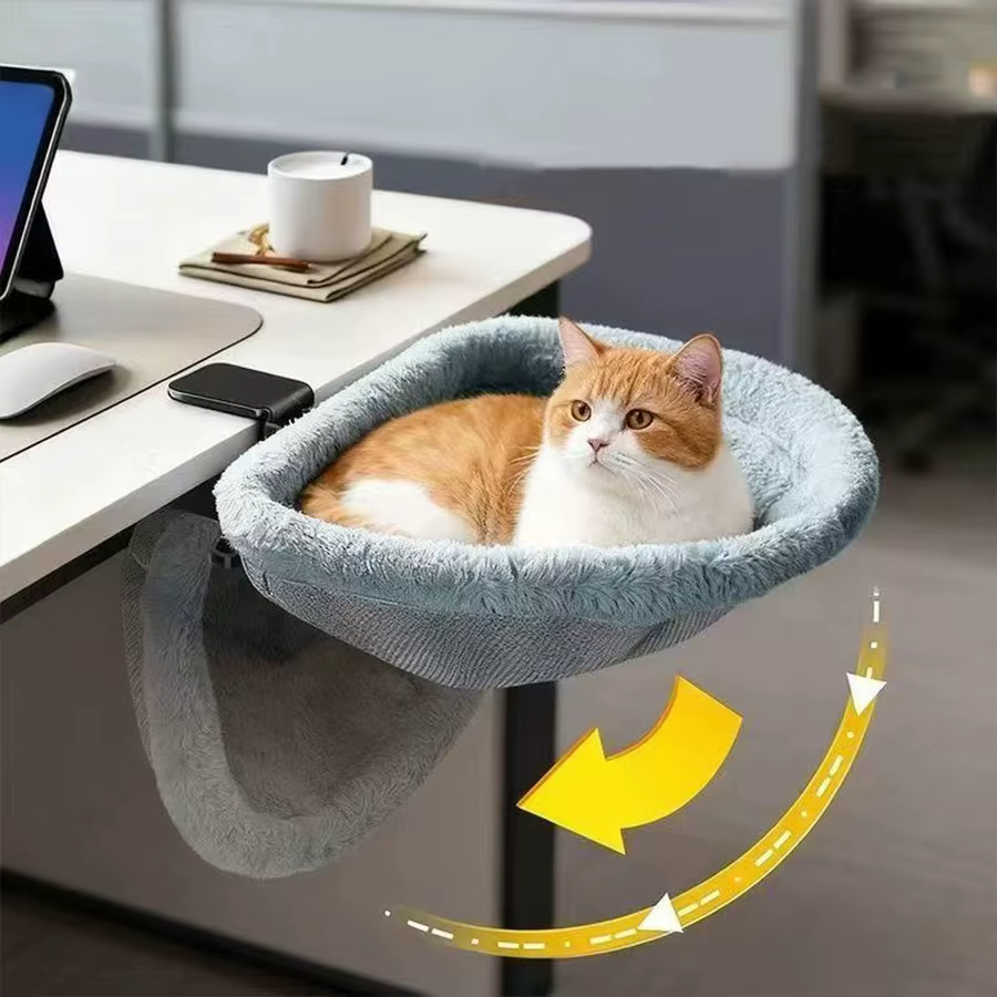 Cama escritorio plegable para gatos - Hamaca semicircular espacio - imagen 2