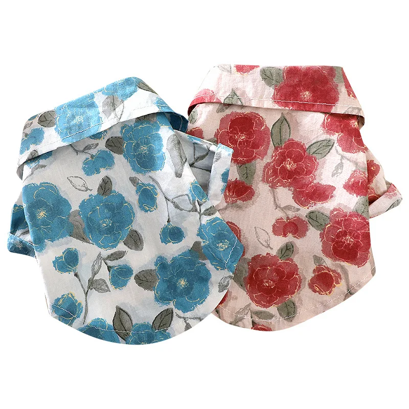 Camisa con cuello de flores para mascotas, camisa de vacaciones para perros, protector solar para perros pequeños, ropa de dos piernas, ropa para cachorros - imagen 5