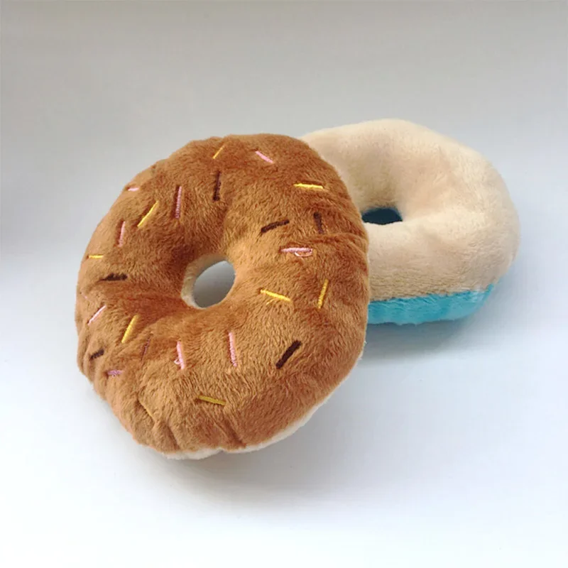 Donuts suaves para perros, juguetes de peluche para perros, juguete para masticar, lindo cachorro, juguete con sonido chirriante, divertido cachorro, juguetes interactivos para perros pequeños y medianos - imagen 5