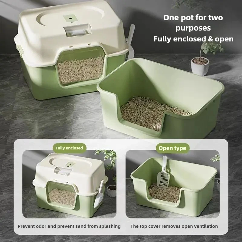 Bandeja cerrada XXL para gatos – Gran capacidad con control de olores - imagen 2