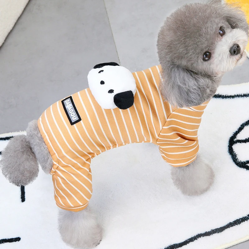 Dog Clothes Winter Black Striped Jumpsuit Bodysuit For Small Dogs Dachshund Pug Long Sleeve Puppy Cat Suits Overalls Pajamas XXL - imagen 4