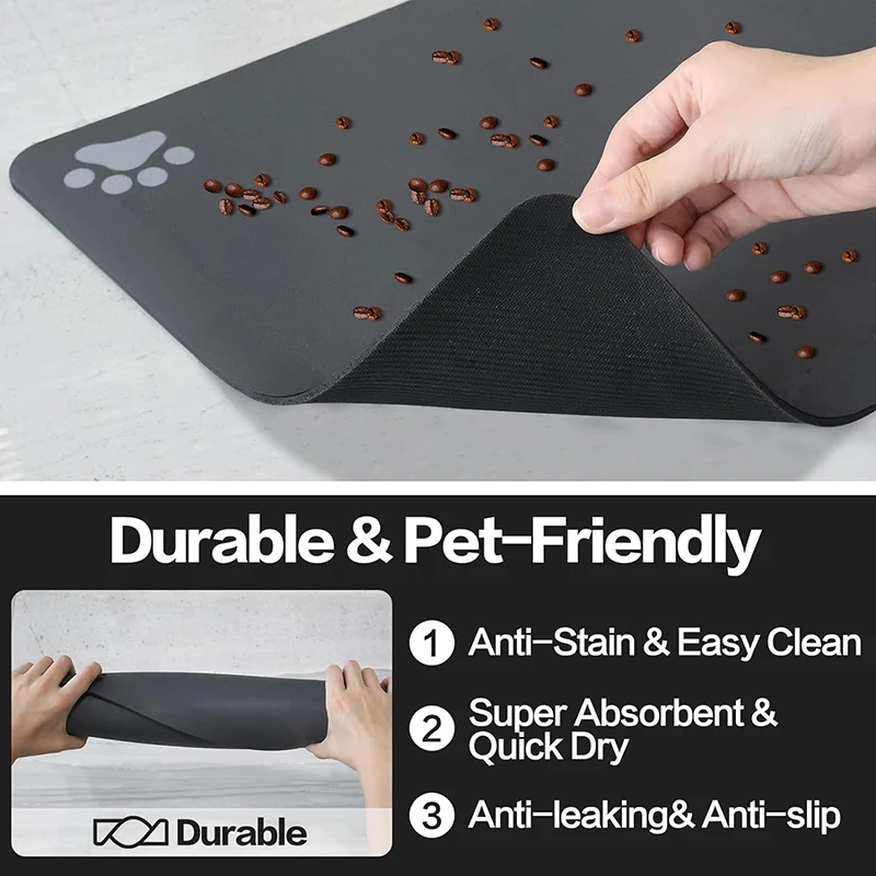 Mantel Individual de secado rápido para mascotas, alfombrilla absorbente para comida de perro, gato y perro, almohadillas para comedero - imagen 5