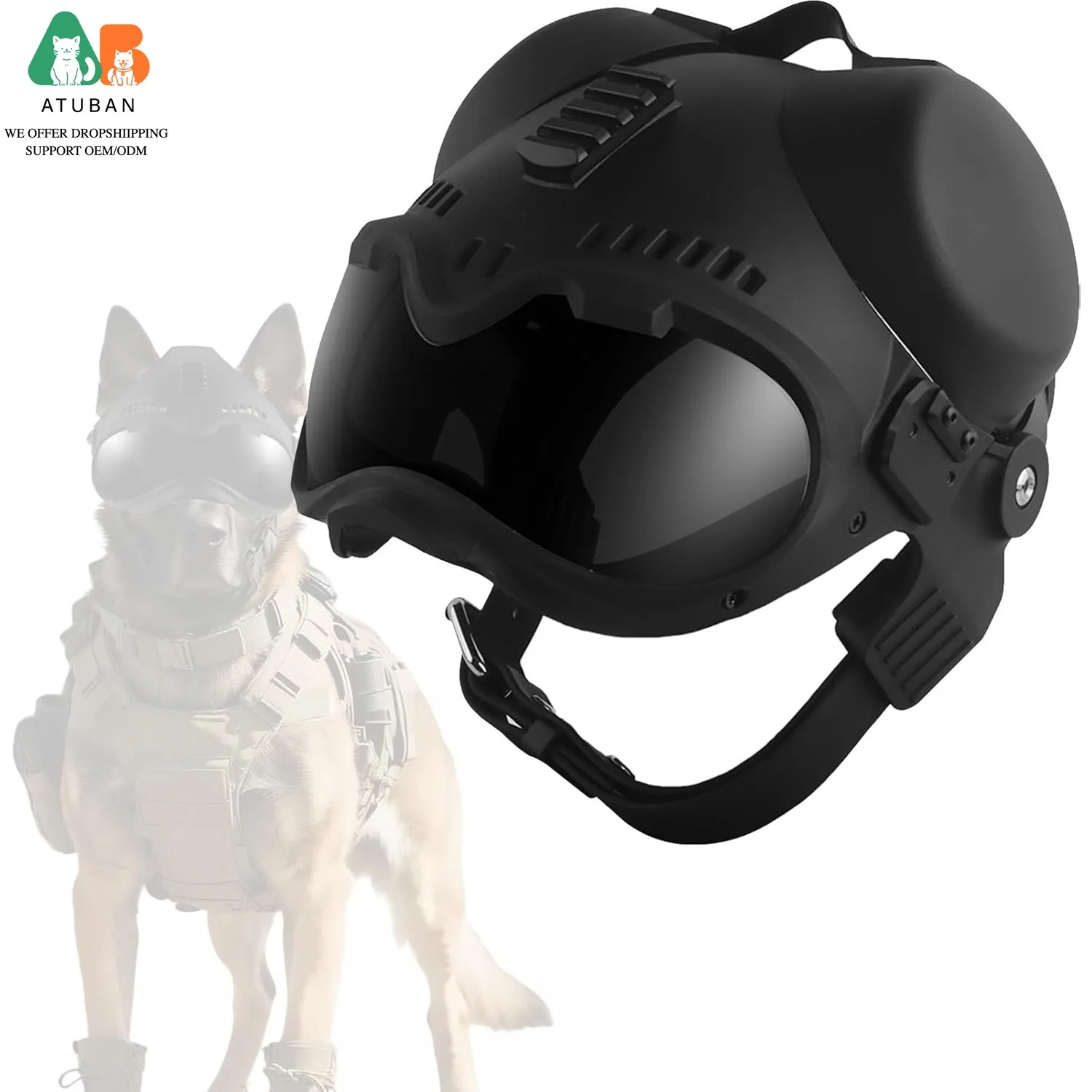 Casco táctico perro con gafas protectoras resistente viento impactos