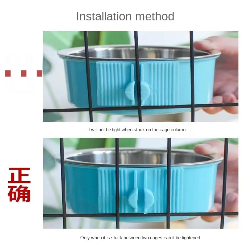 Suministros para perros Alimentador colgante para perros y gatos, cuenco de acero inoxidable de Color caramelo, jaula fija, fabricantes de moda - imagen 5