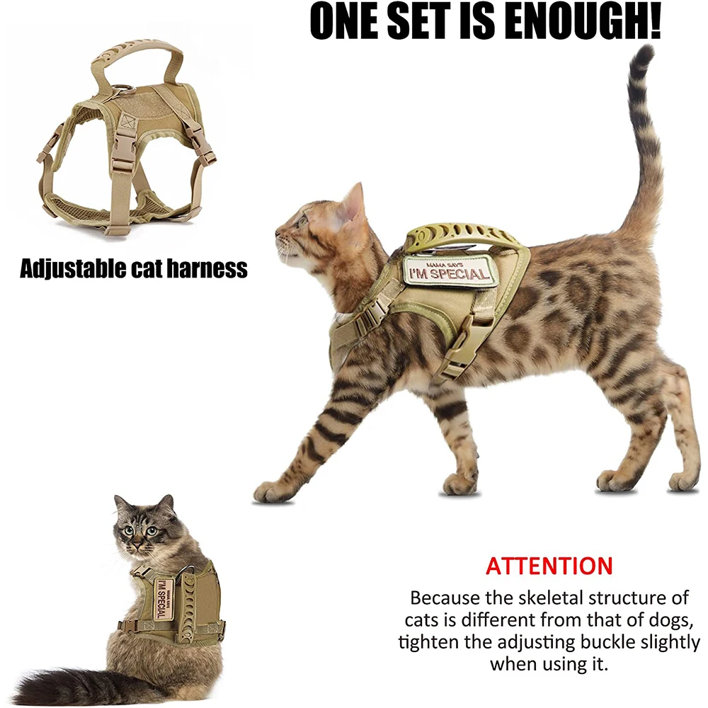 Tactical Cat Harness For Walking Escape Proof Adjustable Pet Vest Harness Soft Mesh With Control Handle For Large Cat Small Dog - imagen 5