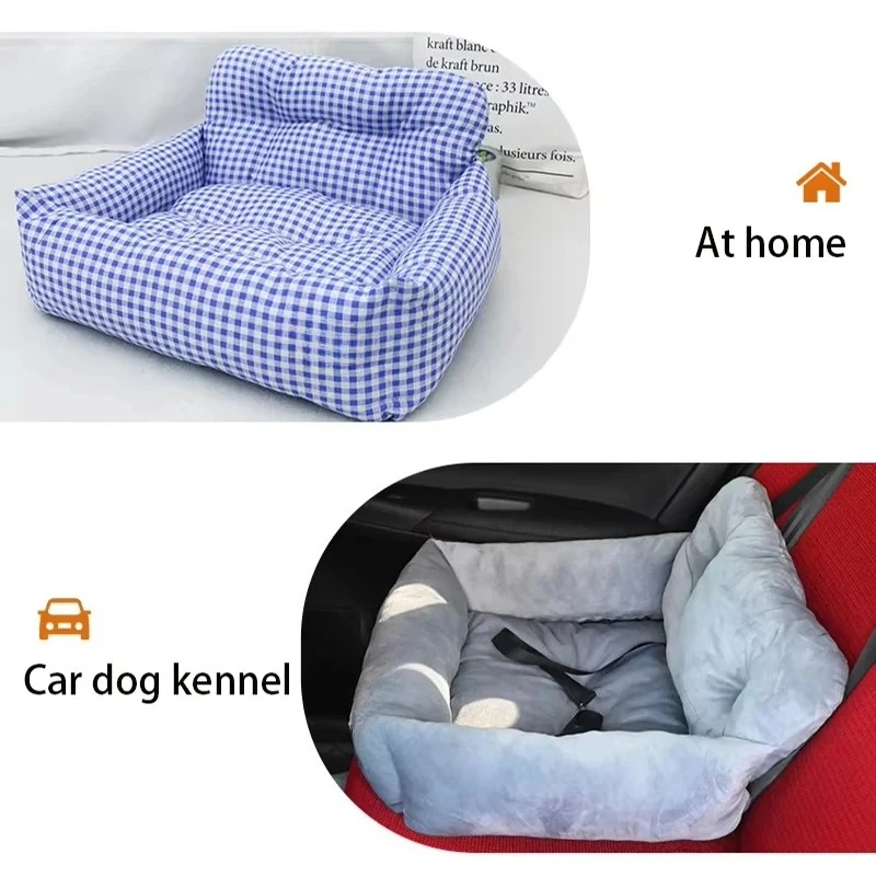 Funda de asiento de coche para perro de viaje, asiento de seguridad portátil para anidar el coche, cojín de felpa, hamaca plegable, almohadilla nido de doble uso para el hogar y el coche - imagen 4