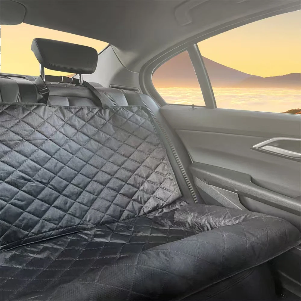 Funda de asiento para perro, duradera y suave, antideslizante, a prueba de arañazos, 3 asientos, fundas para asiento trasero de mascotas, hamaca con cinturón para coches, camiones, SUV, viajes, 1 ud. - imagen 5