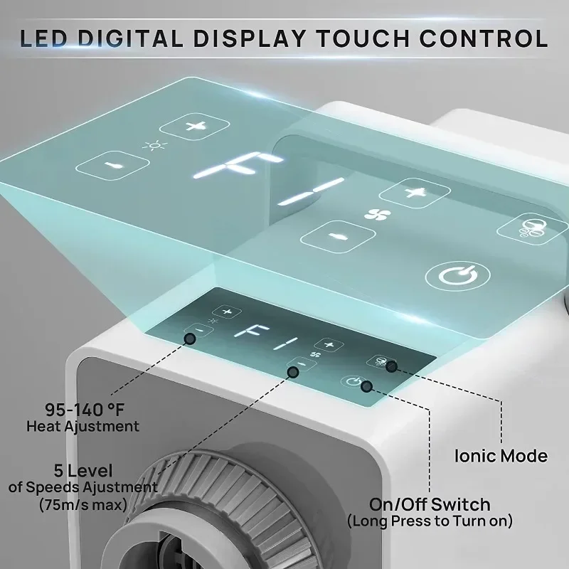 Secador de pelo para mascotas de alta velocidad, 4,3 HP, velocidad de calefacción ajustable, soplador para perros y gatos, pantalla LCD, Control táctil, secado electrónico de pelo para mascotas - imagen 4