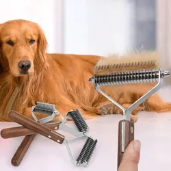 Peine doble cara con cuchillo para perros y gatos – Elimina pelo